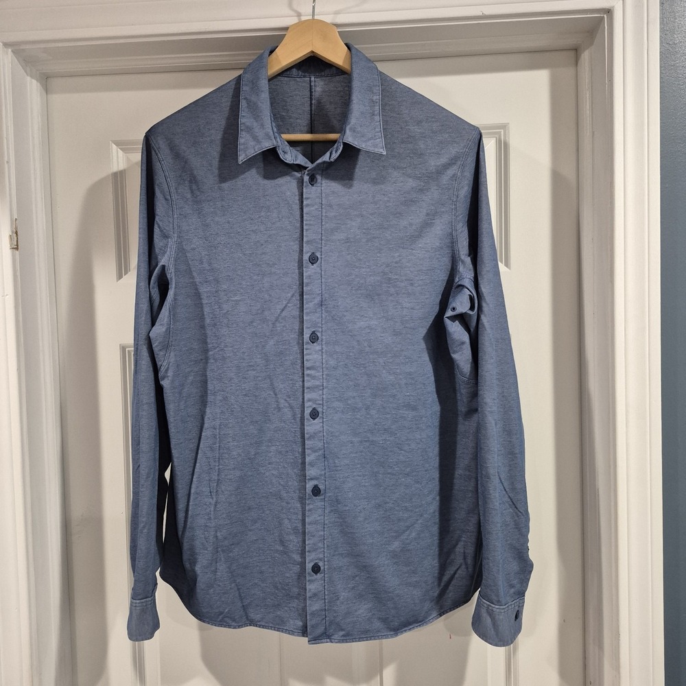 Lululemon Shirt Mens Large Blue Chambray Commission Long Sleeve Denim Like Work